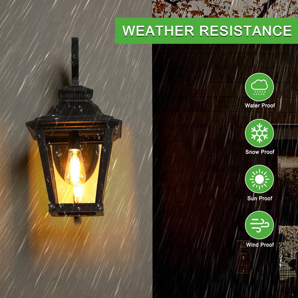 English Elm 14" Classic Outdoor Wall Lanterns 2-Pack Black Waterproof Sconces with Clear Glass for Porch Elegance W1340P239404