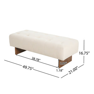 English Elm Christopher Knight Home® - Rectangular Tufted Linen Ottoman Bench With Solid Wood Legs - Versatile Beige Footstool & Seating N757P296695I