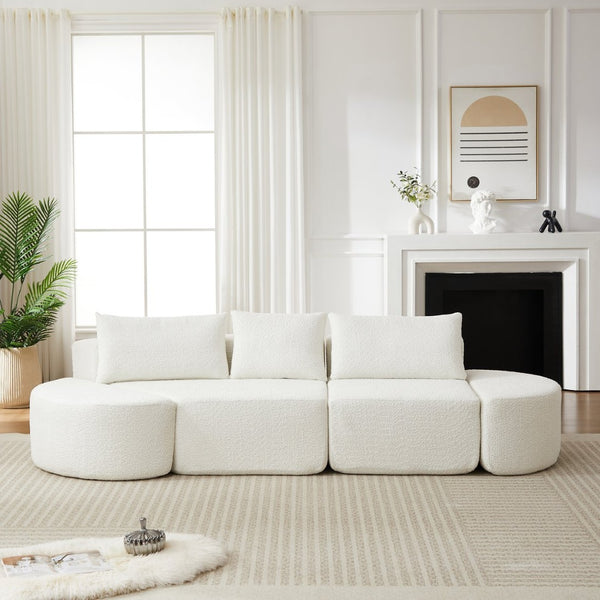 English Elm 106.3-inch Chenille Modular Sectional with Curved Ottomans for Modern Living Spaces W3505P383963