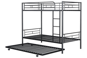 English Elm Contemporary Twin-Over-Twin Bunk Bed with Pull-Out Trundle and Built-In Ladder for Space-Saving Rooms Black 80 L x 15 W x 7 H B2741P350233