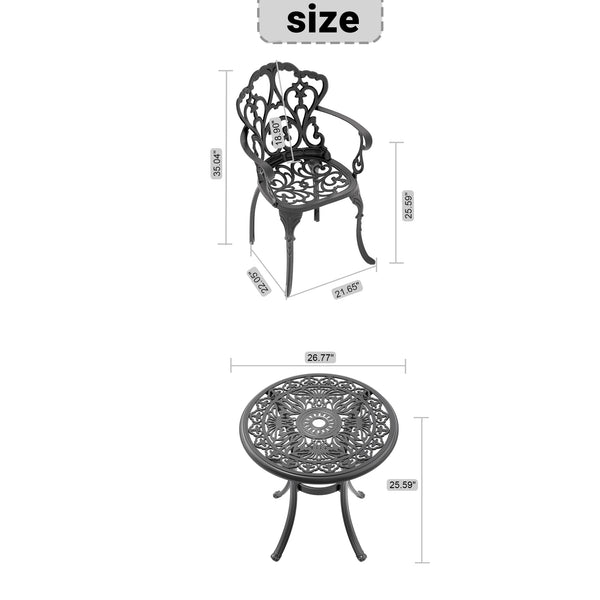 English Elm 5-Piece Cast Aluminum Patio Furniture Set With Black Frame & Off-White Cushions For Outdoor Comfort W1710S00418