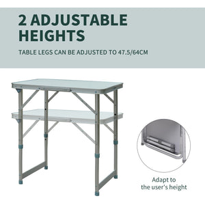 English Elm Outsunny 23" Height-Adjustable Folding Camping Table - Lightweight, Portable & Versatile For All Occasions W2225P200938-GIGA