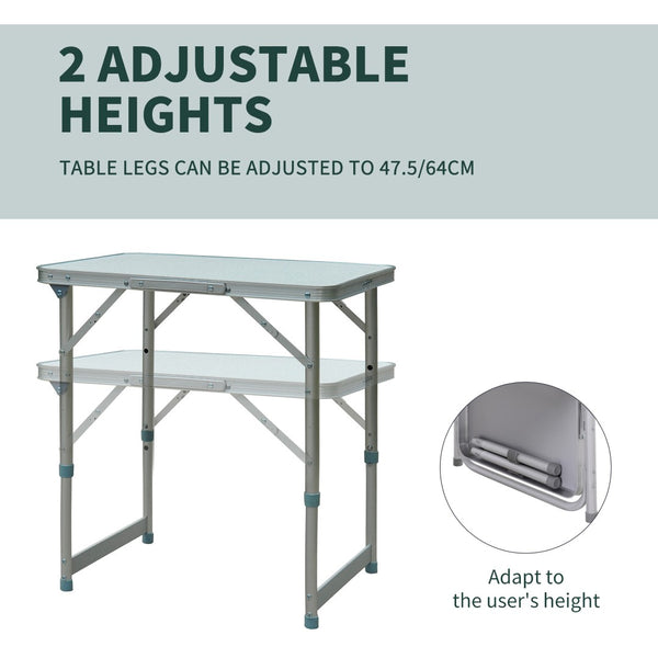 English Elm Outsunny 23" Height-Adjustable Folding Camping Table - Lightweight, Portable & Versatile For All Occasions W2225P200938-GIGA