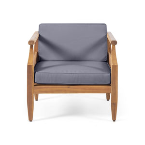 English Elm Aston Outdoor Mid-century Acacia Wood 4 Piece Patio Chat Set with Teak Finish 68589.00DGRY