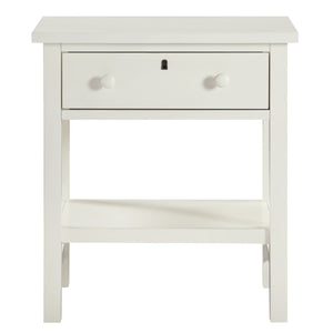 English Elm Finley Rustic 1-Drawer Nightstand with Open Shelf, Distressed Wood Finish, Dovetail Drawer Craftsmanship Antique White B050P376951