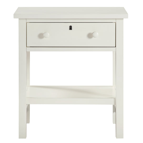 English Elm Finley Rustic 1-Drawer Nightstand with Open Shelf, Distressed Wood Finish, Dovetail Drawer Craftsmanship Antique White B050P376951