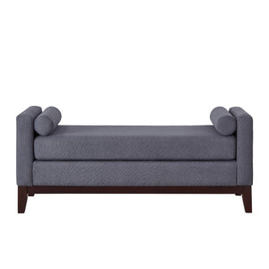 English Elm Large Boucle Upholstered Window Bench with Armrests and Throw Pillows for Entryway Dark Gray W2186P454320