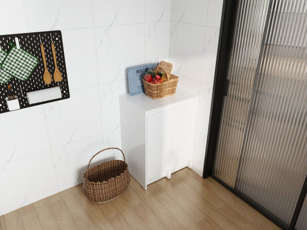 English Elm 24" Modular Plywood Storage Cabinet Glossy White Soft Close Doors for Bath or Kitchen W999S00519