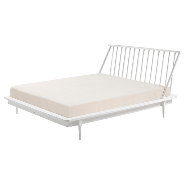 Modern Wood Queen Spindle Bed White BQSPINWH Walker Edison