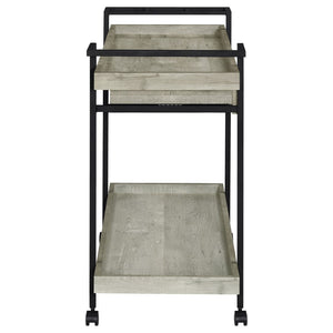 English Elm Begonia Farmhouse Bar Cart with Driftwood Finish Bottle Storage and Rolling Casters B062P451838