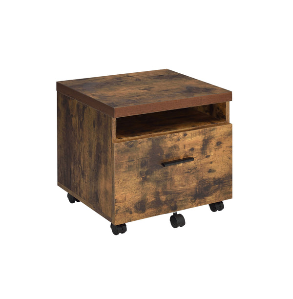 English Elm Industrial Weathered Oak File Cabinet with Drawer & Shelf on Casters, Metal Frame, Compact 19"Wx16"D B2741P334827