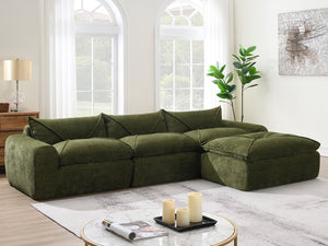English Elm 116'' Fully Compressed Sofa with Legless Chenille Design, High-Density Comfort, Modular Flexibility and No Assembly Required Green N723S9707F