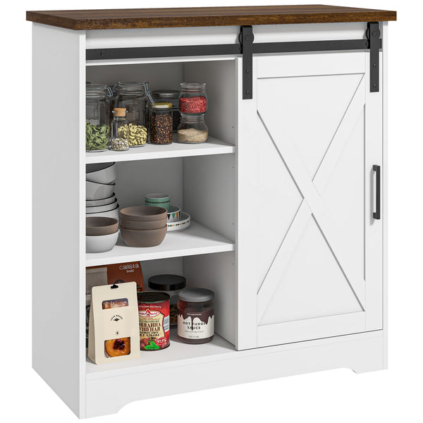 English Elm Homcom Farmhouse Coffee Bar Cabinet - Rustic 33" Buffet Sideboard With Sliding Door & Adjustable Shelves W2225P217400