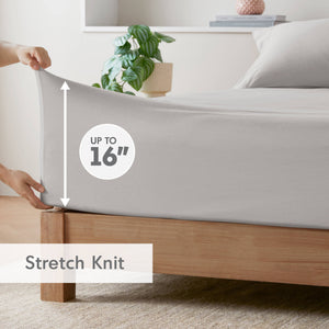 English Elm Cotton Blend Jersey Knit Sheet Set - Cozy Queen All-Season Bedding For Ultimate Comfort & Care B035P294163