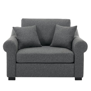 English Elm Modern Oversized Chenille Armchair with Wide Armrests, Removable Covers, Sturdy L-Shape Legs for Cozy Lounging Grey 38.5 L x 28 W x 15.75 H BS701P188662G