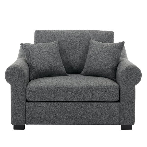 English Elm Modern Oversized Chenille Armchair with Wide Armrests, Removable Covers, Sturdy L-Shape Legs for Cozy Lounging Grey 38.5 L x 28 W x 15.75 H BS701P188662G