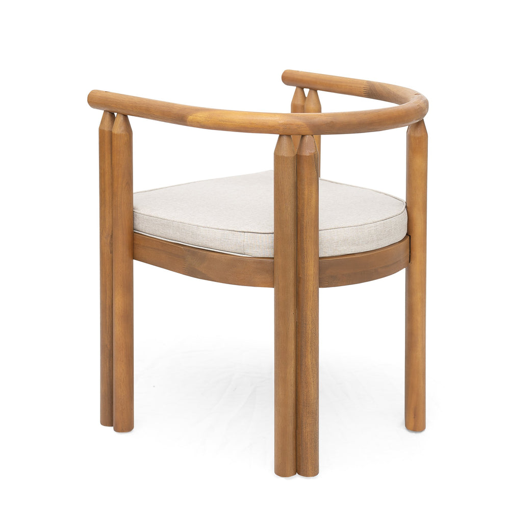 English Elm Christopher Knight Home® - Cove Acacia Wood Dining Chair Set Of 2 With Teak Finish And Beige Cushions For Indoor/Outdoor Use N775P329653T