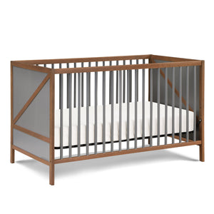 English Elm Pixie Mid-Century 3-in-1 Convertible Crib with Solid Panels, Z-Design Accent and 3 Heights for Growth Walnut Brown B022P204878