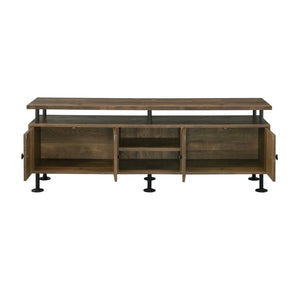 English Elm Ensata Rustic Oak TV Stand with Black Metal Frame, Water Pipe Style, 4 Open + 4 Door Storage, 60" B2726P278165