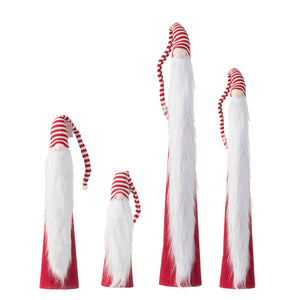 English Elm S/4 Santa Skinny Cone Gnomes Set – 4 Red & White Striped Holiday Decor, Poly/Iron, 36" Tall Ensemble W2078P359163