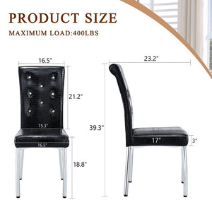 English Elm Set of 4 Glam Faux Leather Dining Chairs with Crystal Buckle and Gold Tone Legs Black W3226P311057