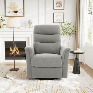 English Elm Manual Recliner Swivel Rocker Boucle Chair with 8-point Massage for Nursery or Living Room Grey N763P363763E