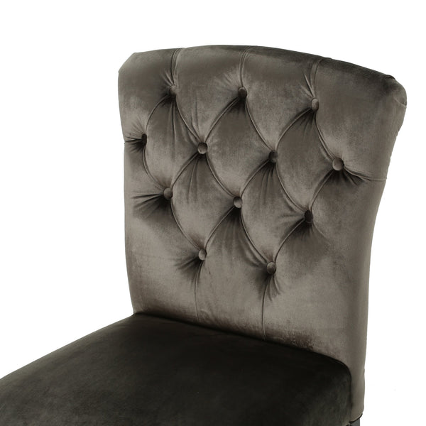 English Elm Christopher Knight Home® - HAYDEN Tufted Velvet Dining Chair Set of 2 Grey — Armless Modern KD Chairs, Elegant 42.8x22.2x18.3 55559.00NVLT
