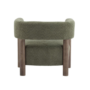 English Elm Christopher Knight Home® - Boucle Plush Bouclé Accent Chair with Rubber Wood Frame, Spring Bag Cushion for Cozy Support Olive Green,Walnut 30.75 L x 28.9 W x 19.25 H N776P268327G