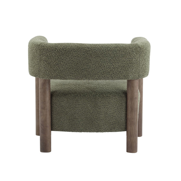 English Elm Christopher Knight Home® - Boucle Plush Bouclé Accent Chair with Rubber Wood Frame, Spring Bag Cushion for Cozy Support Olive Green,Walnut 30.75 L x 28.9 W x 19.25 H N776P268327G
