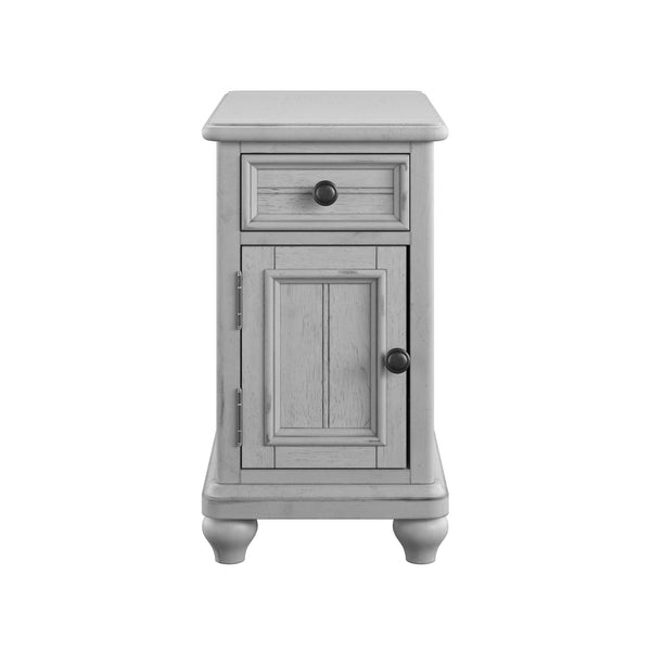 English Elm Wallace & Bay - Gray Chairside Table — Coastal Oyster Engineered Wood Accent Table, Compact 16.5x26.5x25.5", Easy-Care Finish B2709P212403