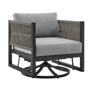 English Elm Mareike Outdoor Swivel Glider Chair Rust Proof Aluminum Frame Patio Lounge Seating Gray B2736P464906