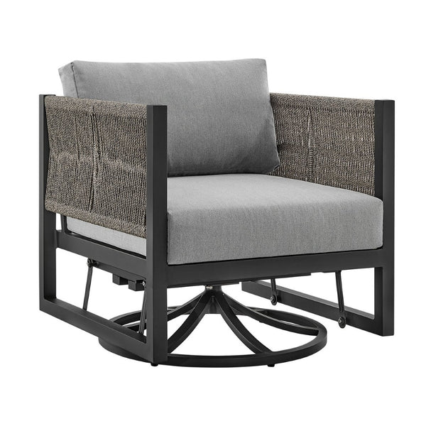 English Elm Mareike Outdoor Swivel Glider Chair Rust Proof Aluminum Frame Patio Lounge Seating Gray B2736P464906