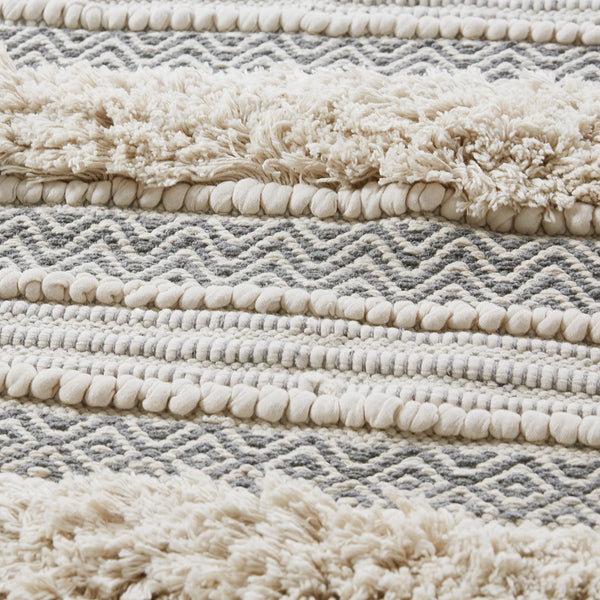 JLA Home INK+IVY - Woven Asher Hand-Woven Texture Stripe Bath Rug — Boho Shag & Geo Detail, Non-Skid, Machine-Washable 20 L x 32 W x 0.25H II72-1226