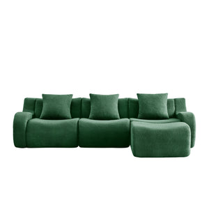 English Elm Boneless Sofa - 3-Seat Teddy Fabric Comfort, No Assembly, Ergonomic Design, Non-Slip Base, Green W714S01441