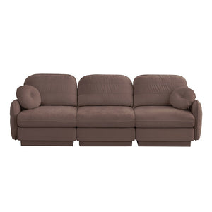 English Elm 105"chenille Cloud Sofa Quilted Plush Three Seater with Deep Cushions for Living Room Rose Dust W714S01777