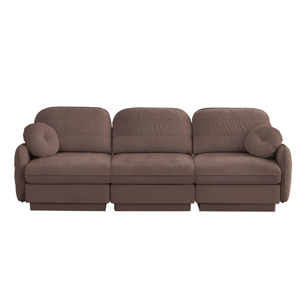 English Elm 105"chenille Cloud Sofa Quilted Plush Three Seater with Deep Cushions for Living Room Rose Dust W714S01777