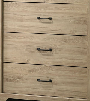 English Elm Elettra Four Drawer Chest in Warm Oak Finish with Bold Black Metal Hardware Light Oak B2749P413340