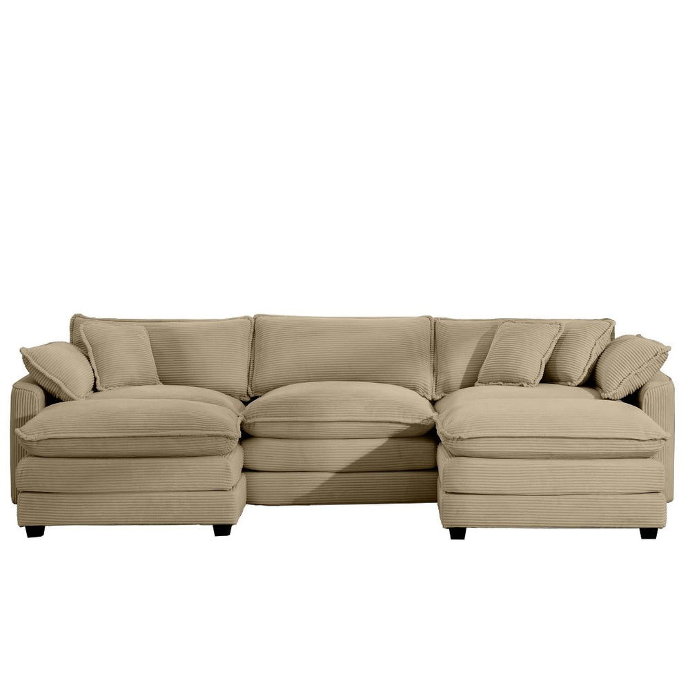 English Elm Oversized Modular Cushion Sofa Set - Versatile L-Shaped Deep Seating With Ottoman For Stylish Living W714S00798-GIGA