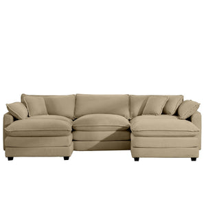 English Elm Oversized Modular Cushion Sofa Set - Versatile L-Shaped Deep Seating With Ottoman For Stylish Living W714S00798-GIGA