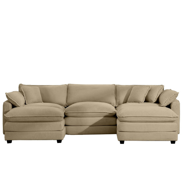 English Elm Oversized Modular Cushion Sofa Set - Versatile L-Shaped Deep Seating With Ottoman For Stylish Living W714S00798-GIGA