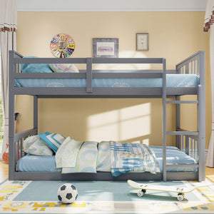 English Elm Twin Over Kids Bunk Bed Solid Pine Frame Gray Finish with Safety Guardrail N708P242163E