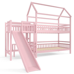 English Elm Full Bunk Bed with Trundle Bookshelf Storage Pine Frame Car Design for Kids W1580S00302