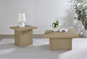 English Elm 2-piece Square Coffee and End Table Set Engineered Wood Grain Laminate Living Room Brown B016S00067