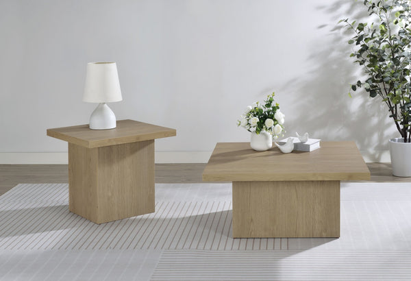 English Elm 2-piece Square Coffee and End Table Set Engineered Wood Grain Laminate Living Room Brown B016S00067