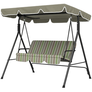 English Elm Outsunny 3 Person Porch Swing with Steel A-frame Uv Canopy and Cushioned Outdoor Seating W2225P200601