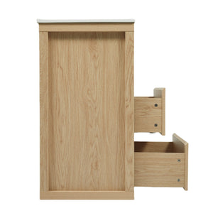 English Elm Christopher Knight Home® - 60" Double Sinks Bathroom Vanity Set with Two Ceramic Basins, Soft-Close Drawers, Sleek Handle-Free Design Natural Wood N817P280550N