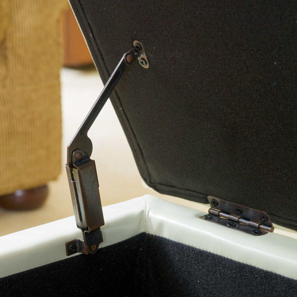 English Elm Christopher Knight Home® - JULIANA Storage Ottoman Bench Ivory Leather with Deep Button Tufting, Diamond Stitching & Hidden Storage 50" N757P178025L