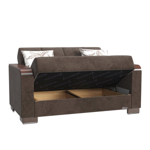 English Elm PrimeNest ZenAero X Upholstered Convertible Loveseat with Storage, Microfiber Comfort, Space-Saving Design Brown B030P281770