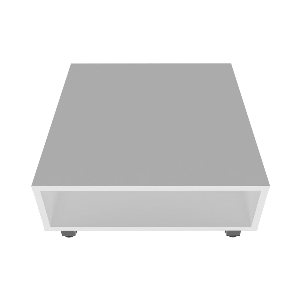 English Elm Avondale Modern Melamine Coffee Table with Durable Scratch-Resistant Surface and Open Storage Shelf White 28.3 L x 25.2 W x 2.8 H B128P244983