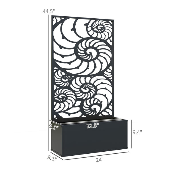 English Elm Freestanding Powder-coated Metal Garden Bed with Decorative Trellis Panel for Climbing Plants T3971P422028